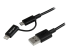 StarTech.com 1m (3 ft) Black Apple 8-pin Lightning Connector or Micro USB to USB Combo Cable for iPhone iPod iPad - Close up